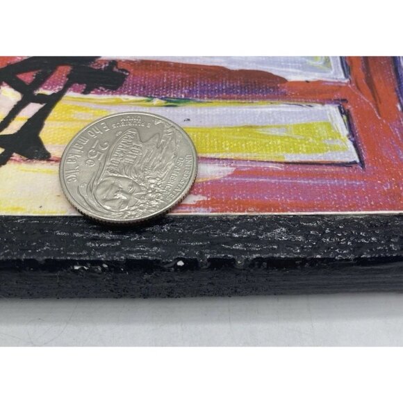 Collage Art Cat On The Roof Handmade Jazz Player Musician Wood Trombone Colorful - Picture 15 of 16